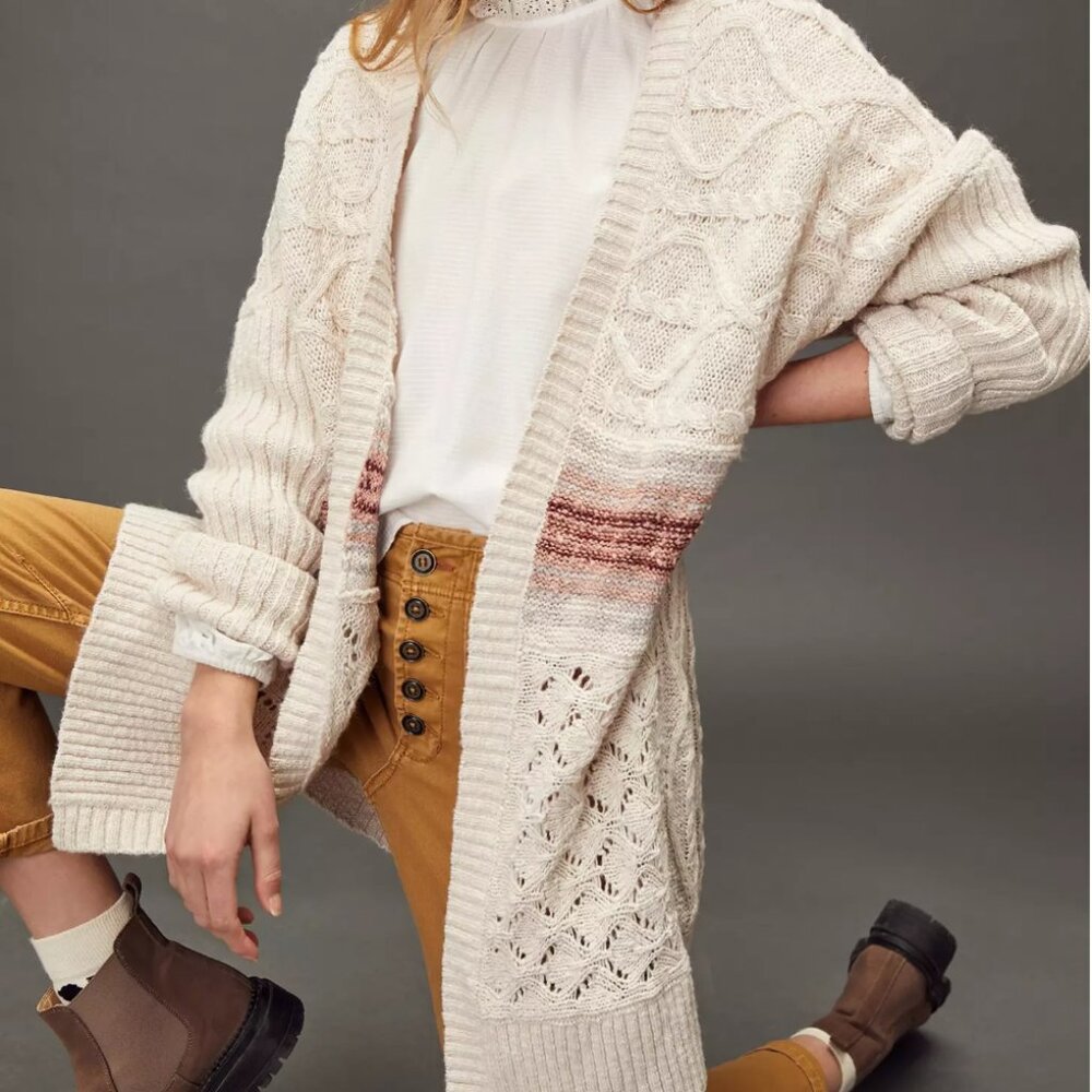 Pilcro Anthropologie Jemma Open-Knit Cable Cardigan XS/S